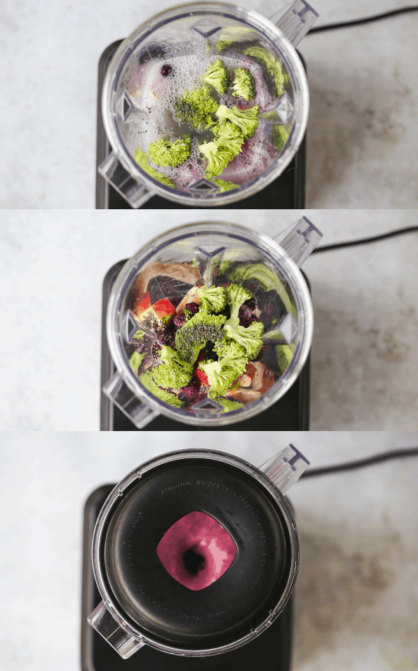 Three steps showing how to make this nourishing smoothie.