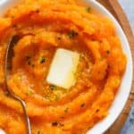 Instant Pot mashed sweet potatoes served in a bowl