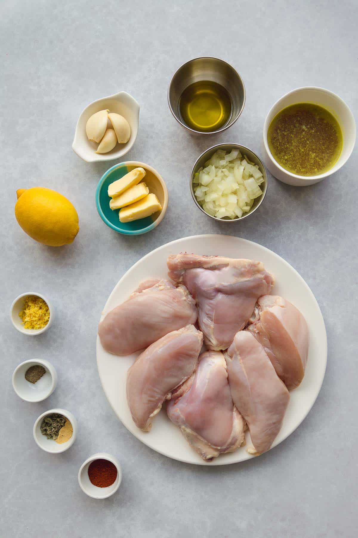 Ingredients needed for Instant Pot Lemon Garlic Chicken recipe