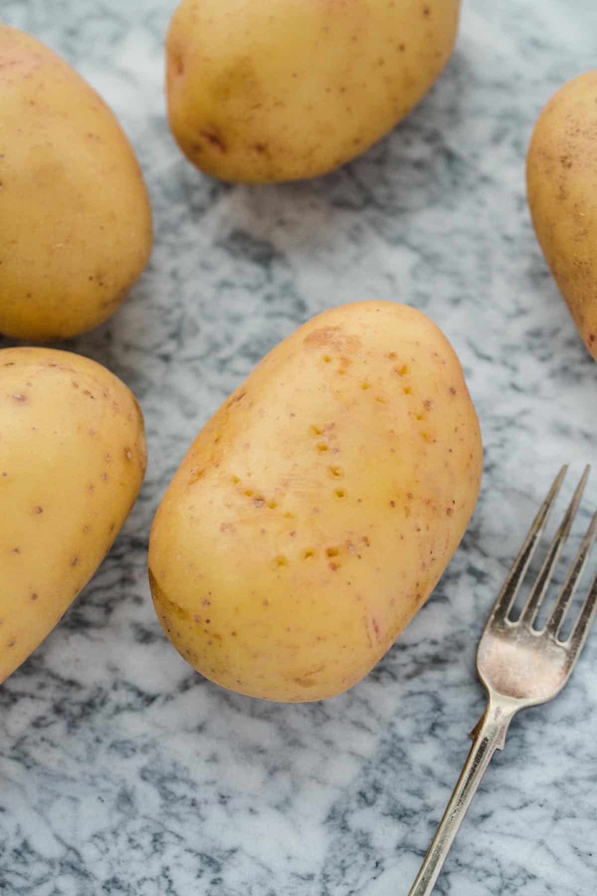 Potatoes pricked with a fork 
