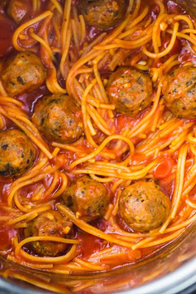Easy Instant Pot Spaghetti and Meatballs (using fresh or frozen meatballs)