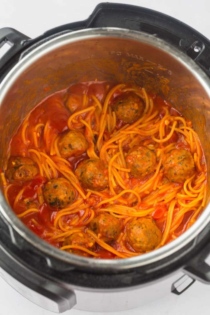 Easy Instant Pot Spaghetti and Meatballs (using fresh or frozen meatballs)
