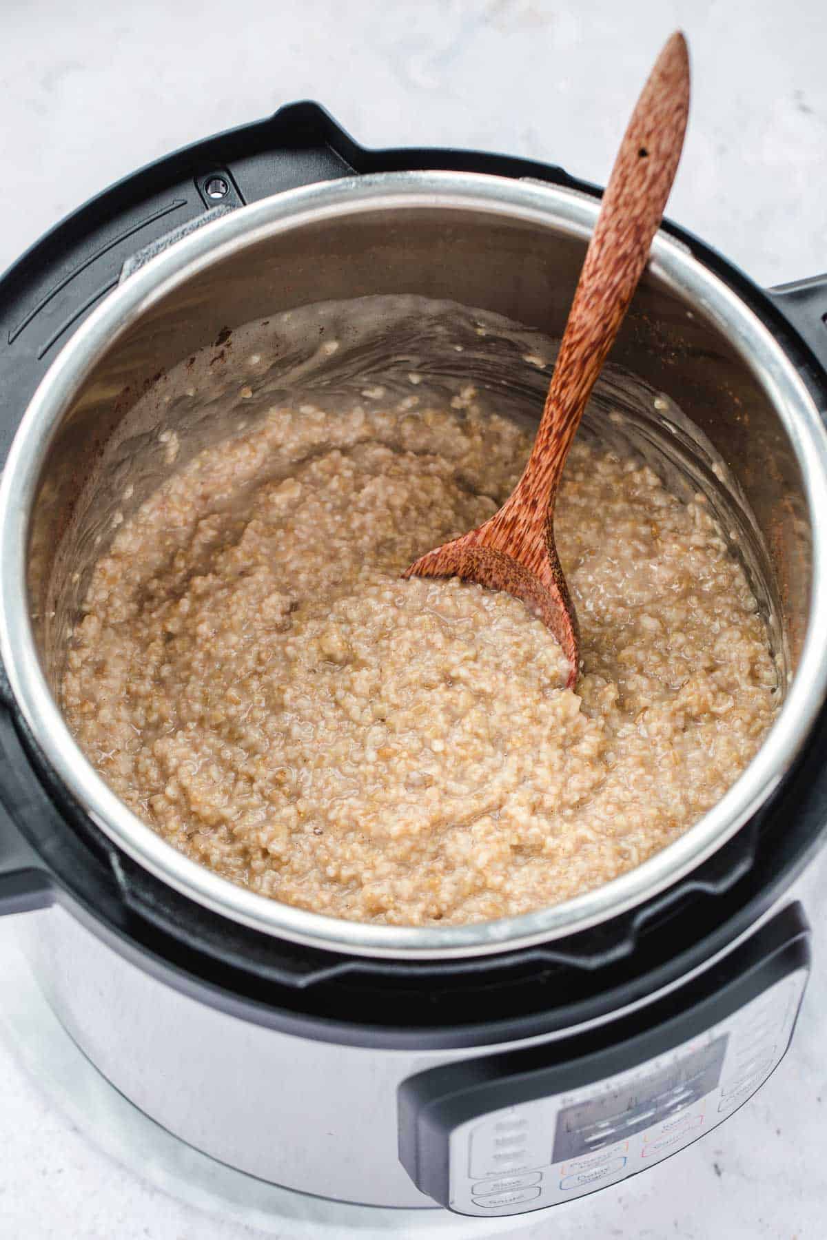 Cooked steel cut oats in the Instant Pot