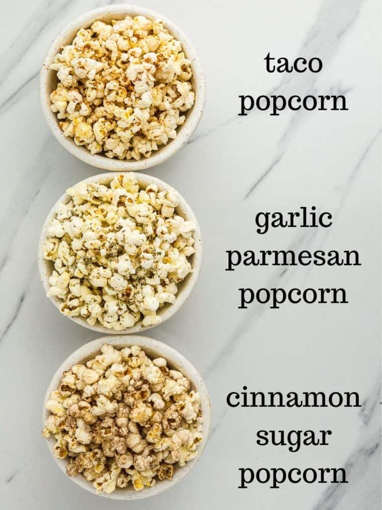 Instant Pot Popcorn Recipe + Popular Seasonings Nourish Plate