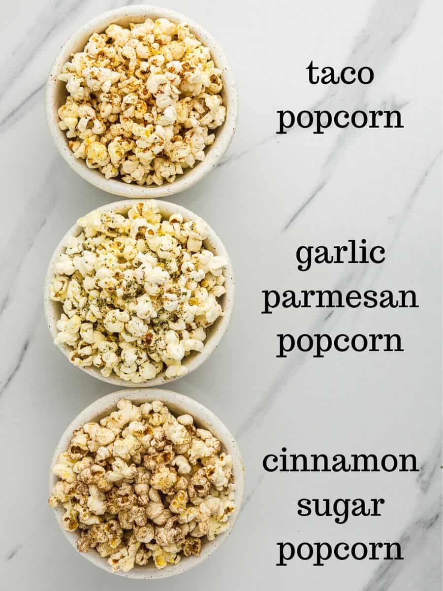 Flavored popcorn: 3 flavors