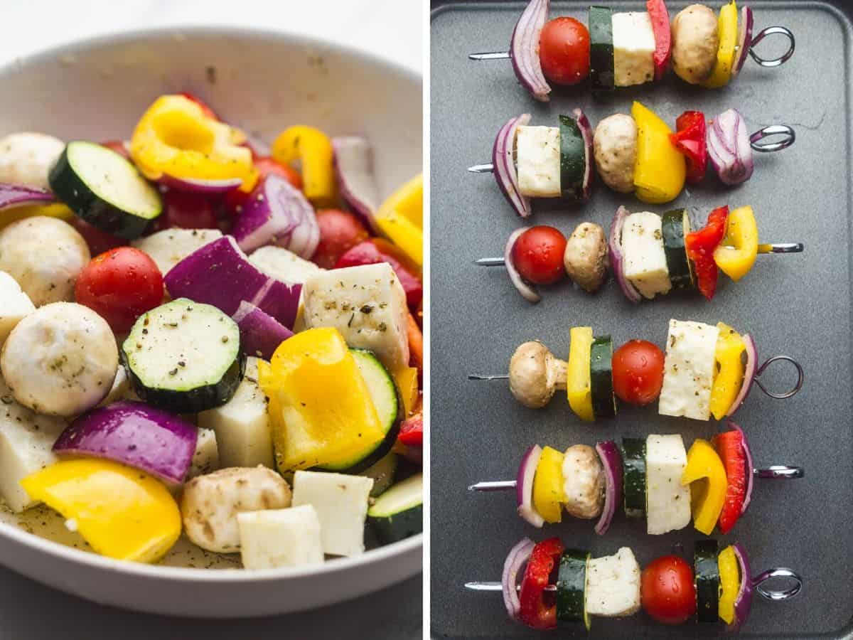 Veggie Kabobs With Halloumi Nourish Plate