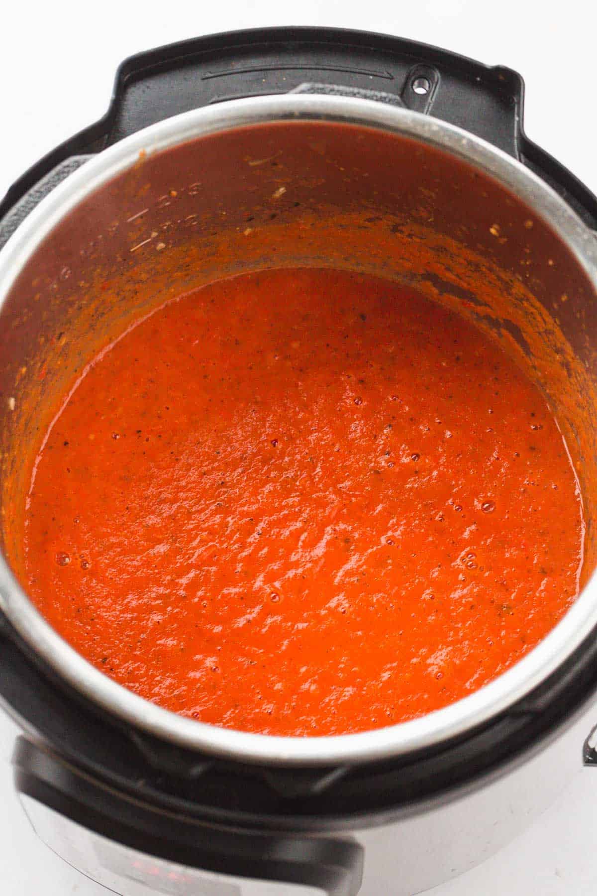 Blended marinara sauce in the instant pot