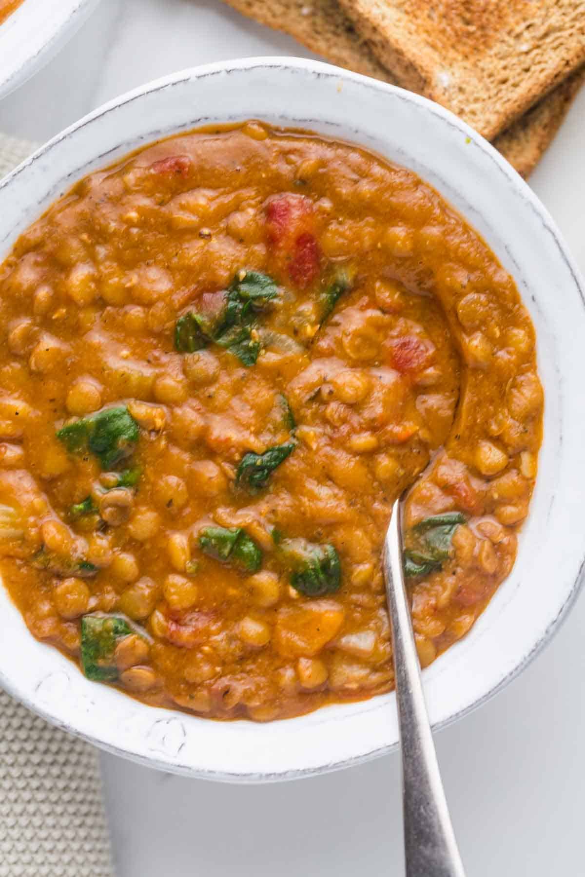 A bowl of rich and comforting Lentil Soup 