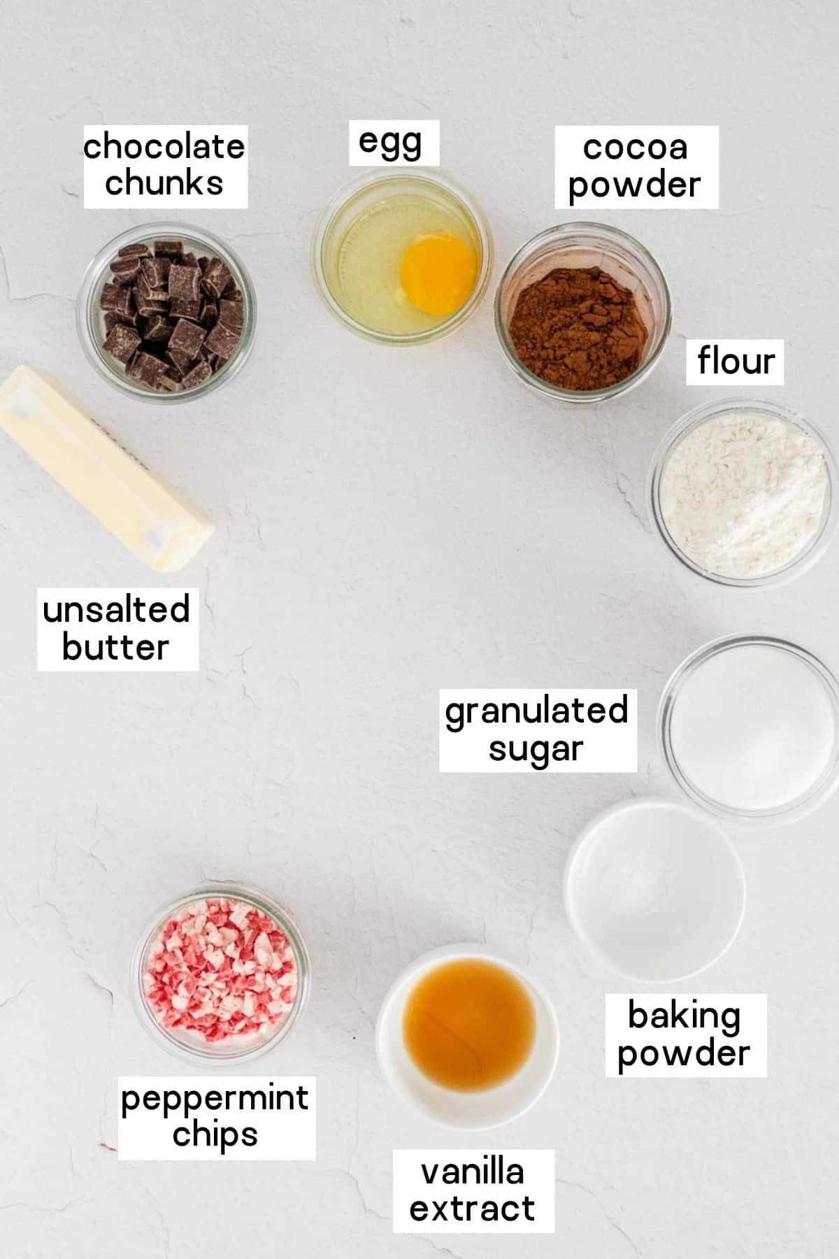 Ingredients needed to make these fudgy cookies 