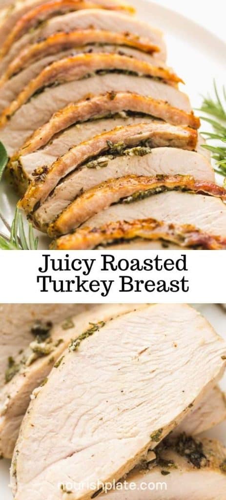 Roasted Turkey Breast pinnable image, with 2 images