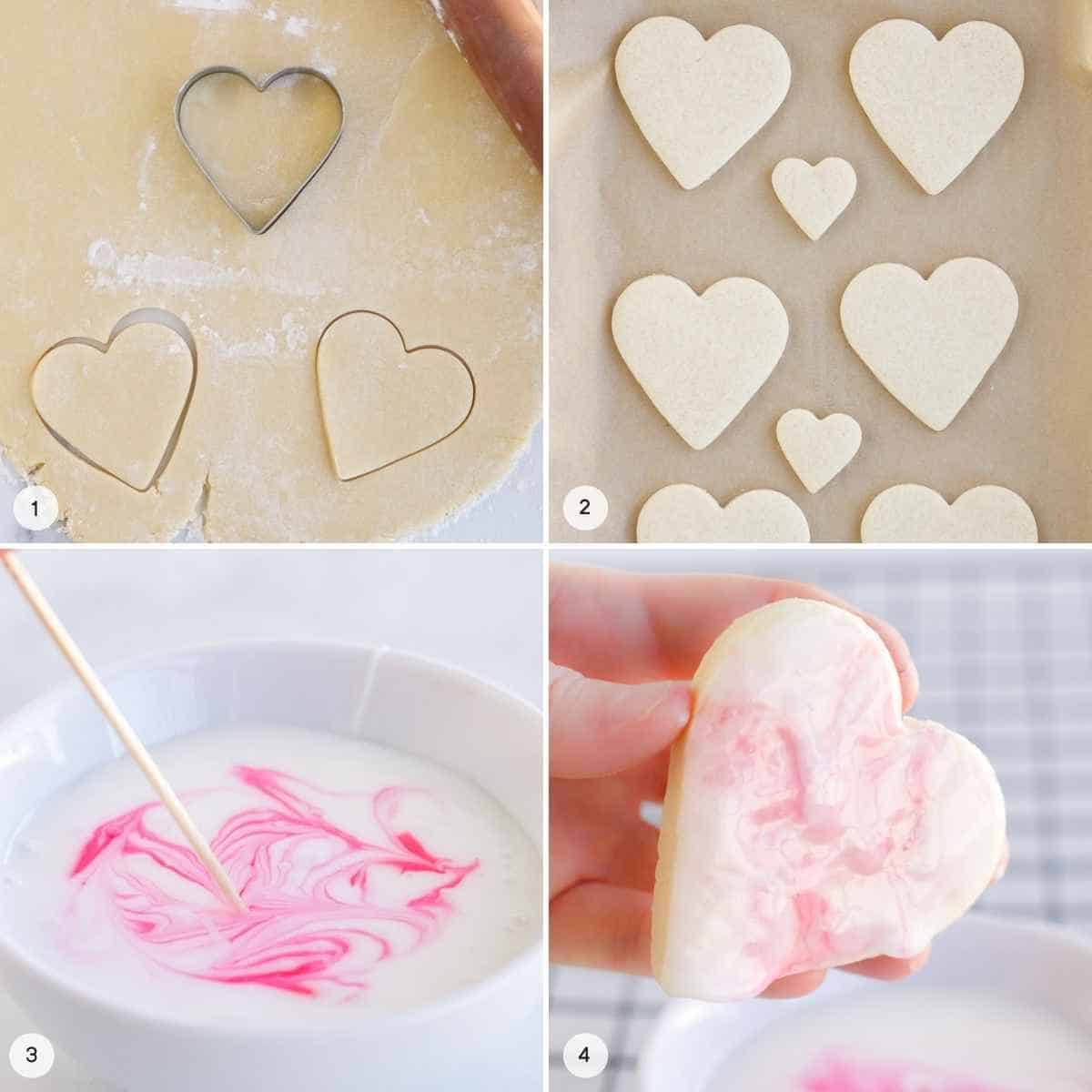 Steps for making marble cookies