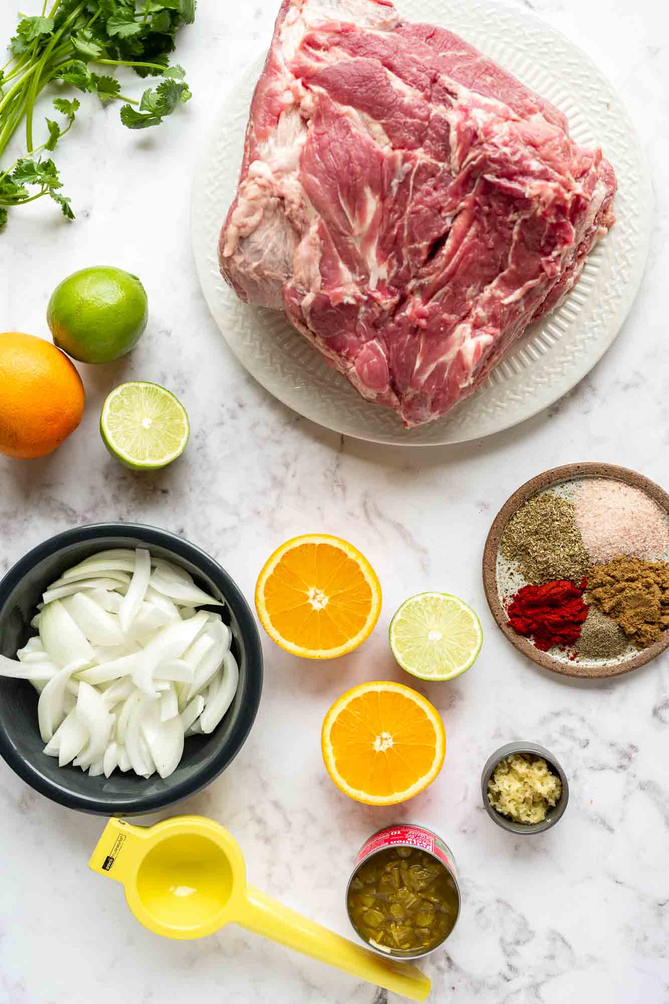 Ingredients needed for Instant Pot Carnitas.