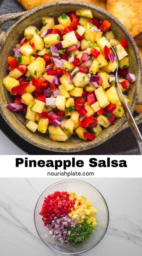 Fresh pineapple salsa pinnable image