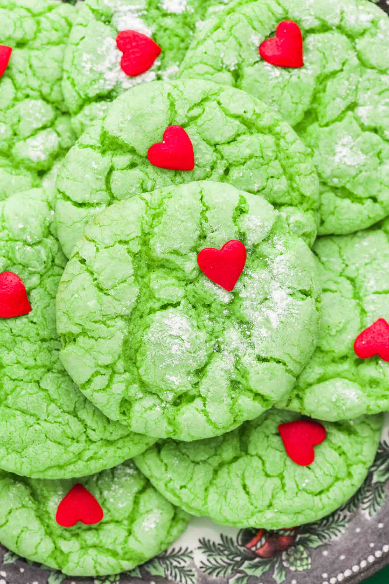 Close up shot of soft and gooey cookies with heart sprinkles