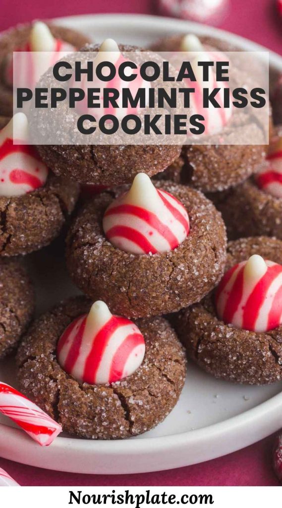 Chocolate Peppermint Kiss Cookies pin