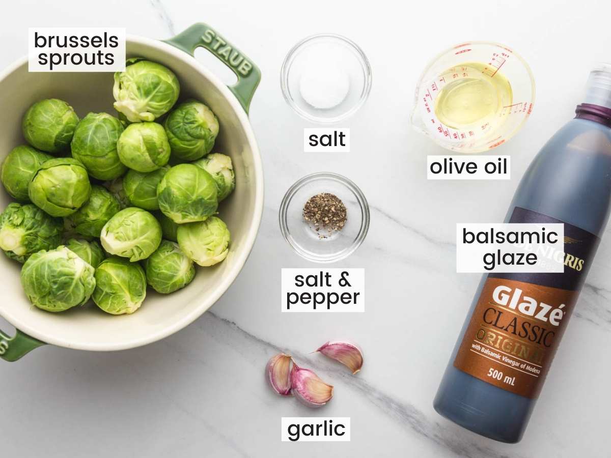 Ingredients needed for air frying brussels sprouts