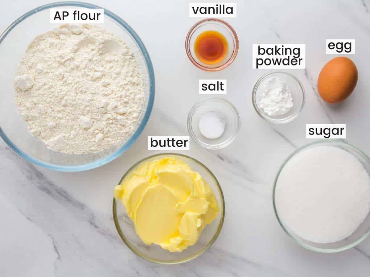 Ingredients needed to make sugar cut out cookies