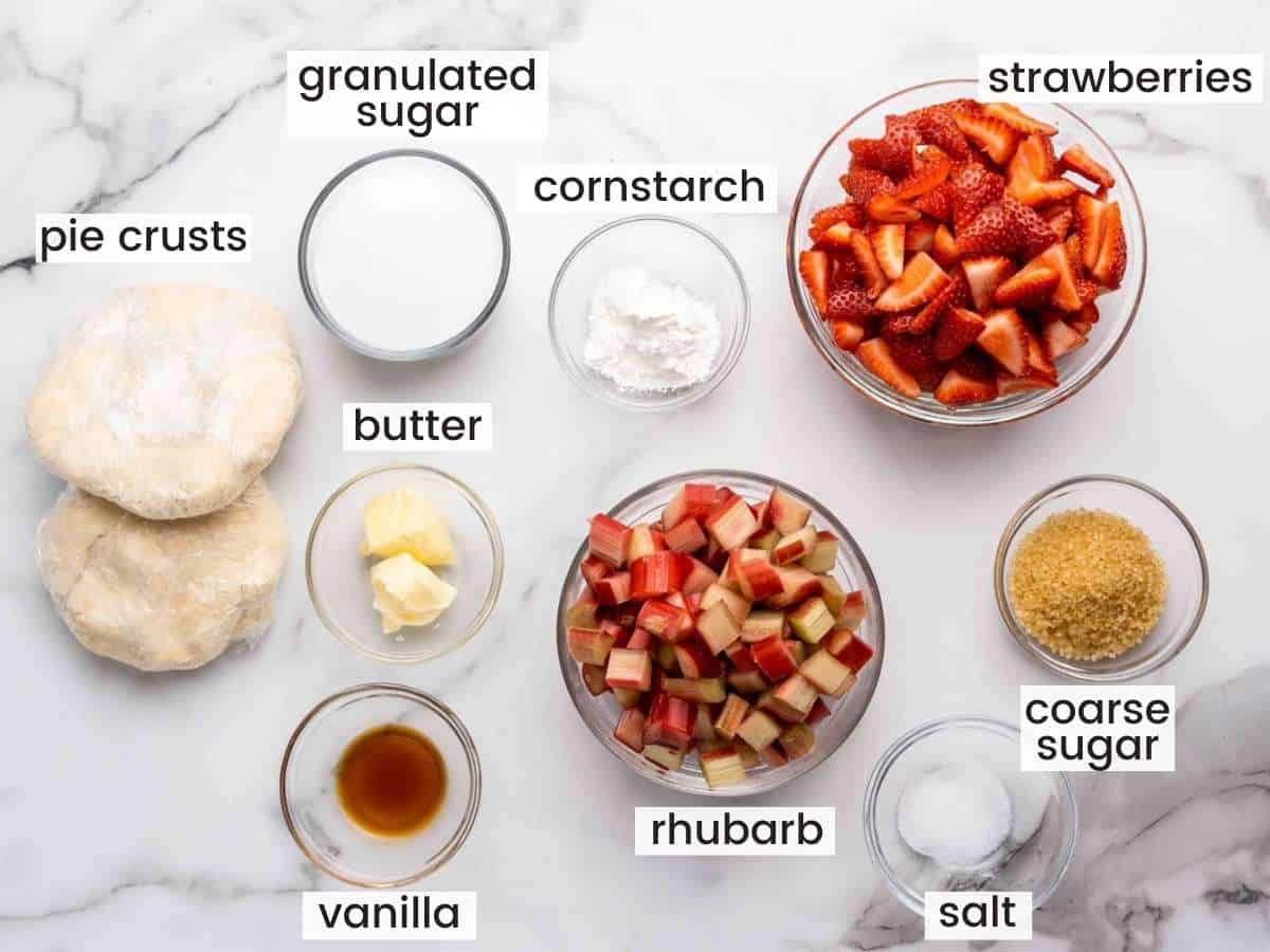 Ingredients for Strawberry Rhubarb Pie
