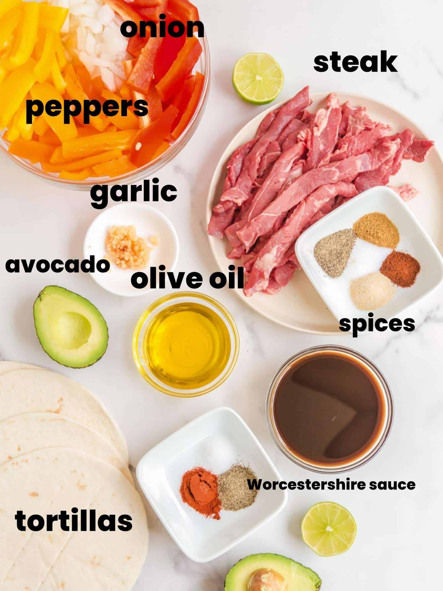 Ingredients needed to make steak fajitas in the air fryer