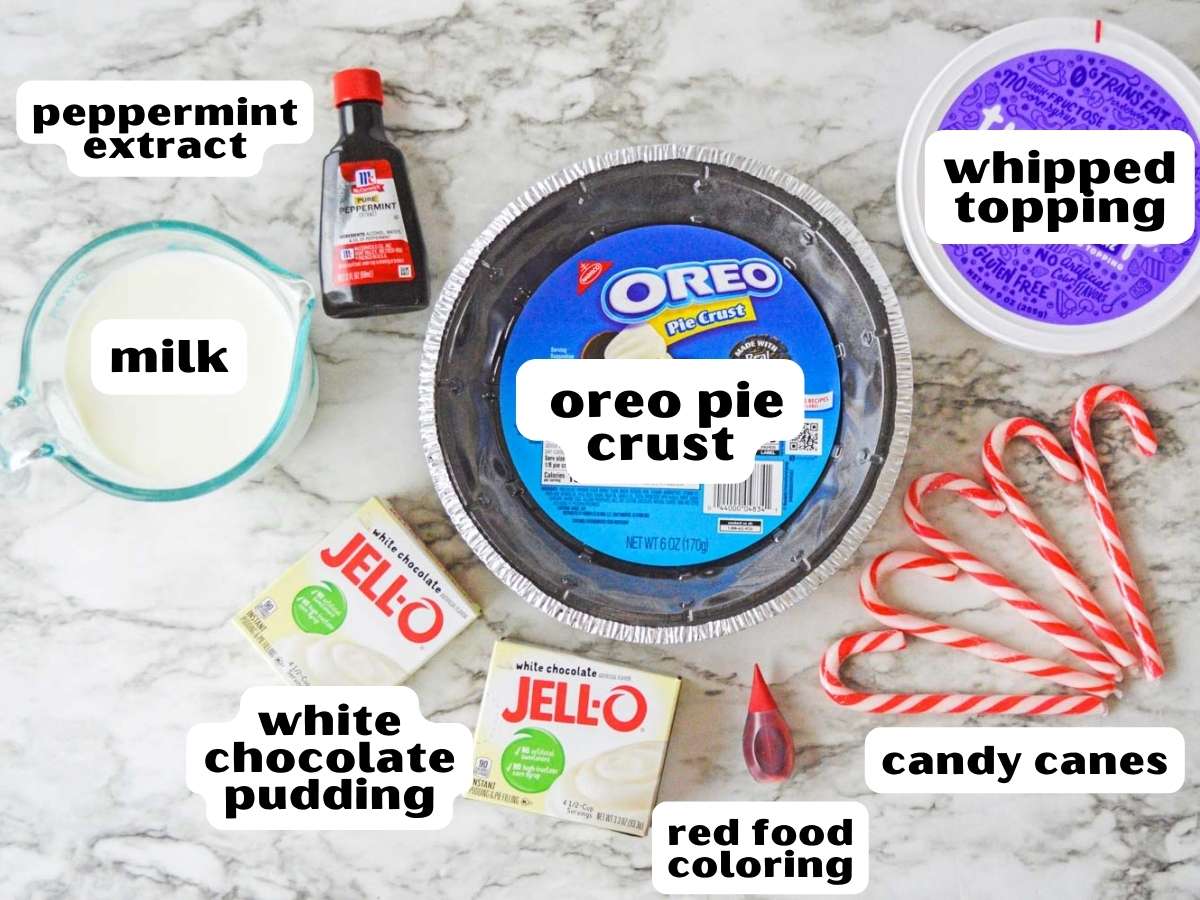 Ingredients needed to make a peppermint pie