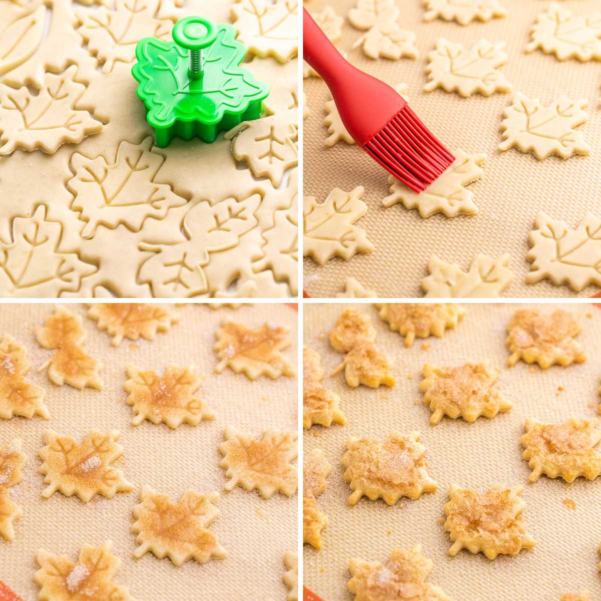A collage of 4 images showing steps to make Pie Crust Cookies
