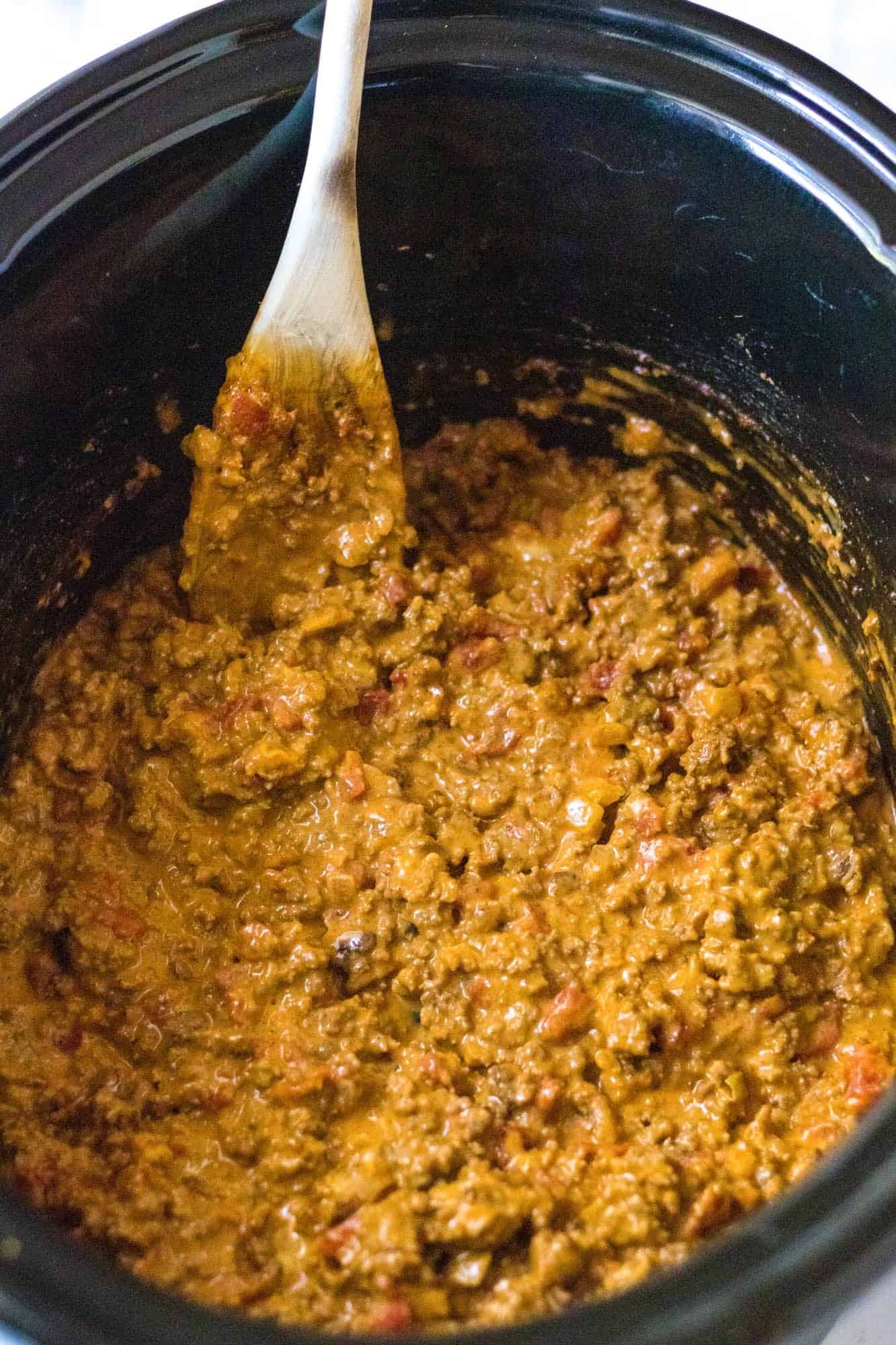 Nacho sloppy joes in a slow cooker.