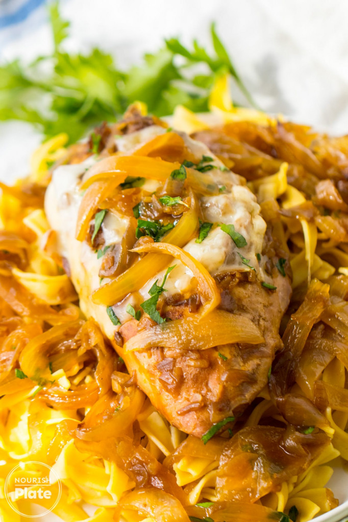 Easy Crock Pot French Onion Chicken Nourish Plate