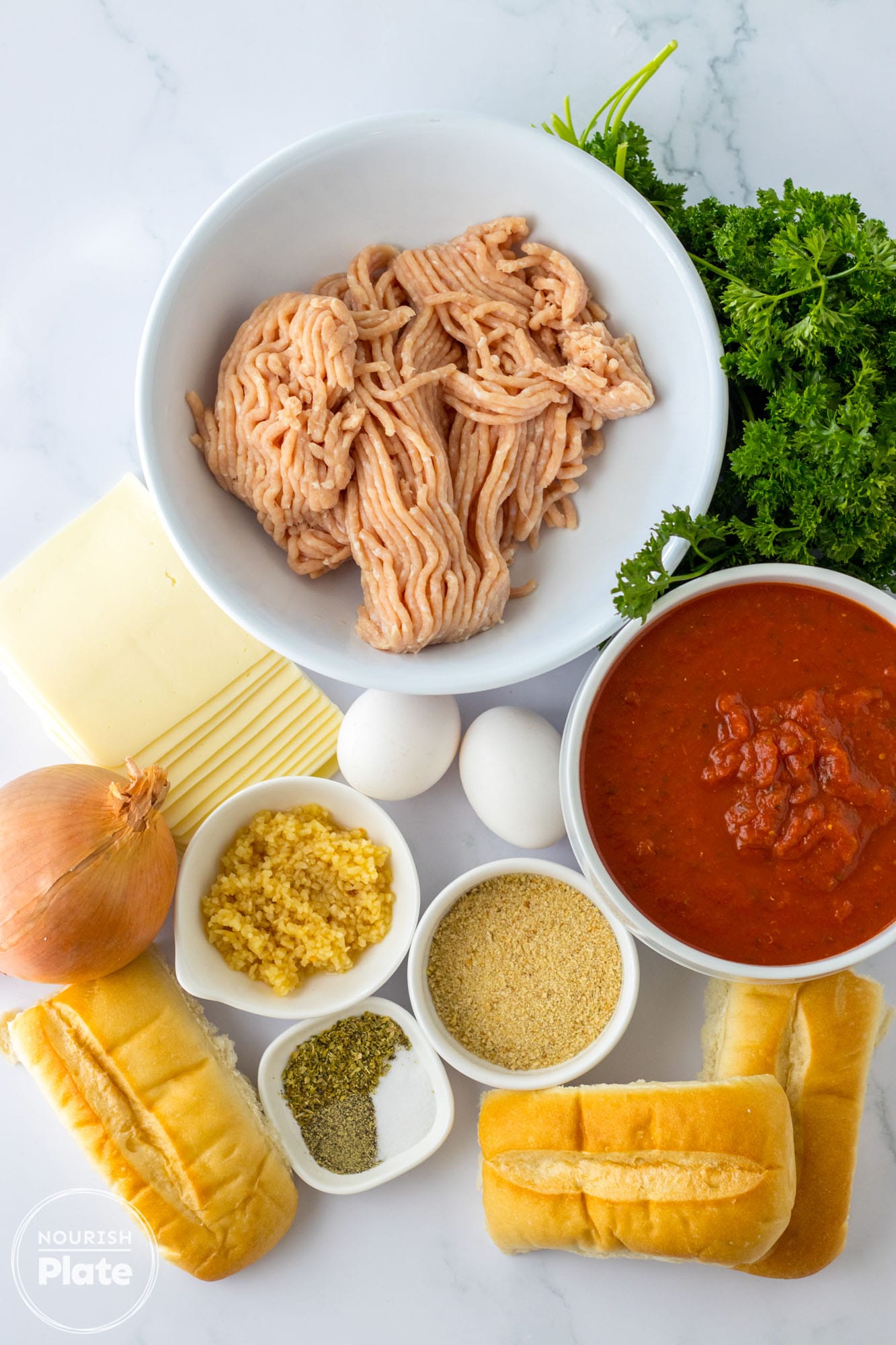 Ingredients needed for making slow cooker chicken parm subs