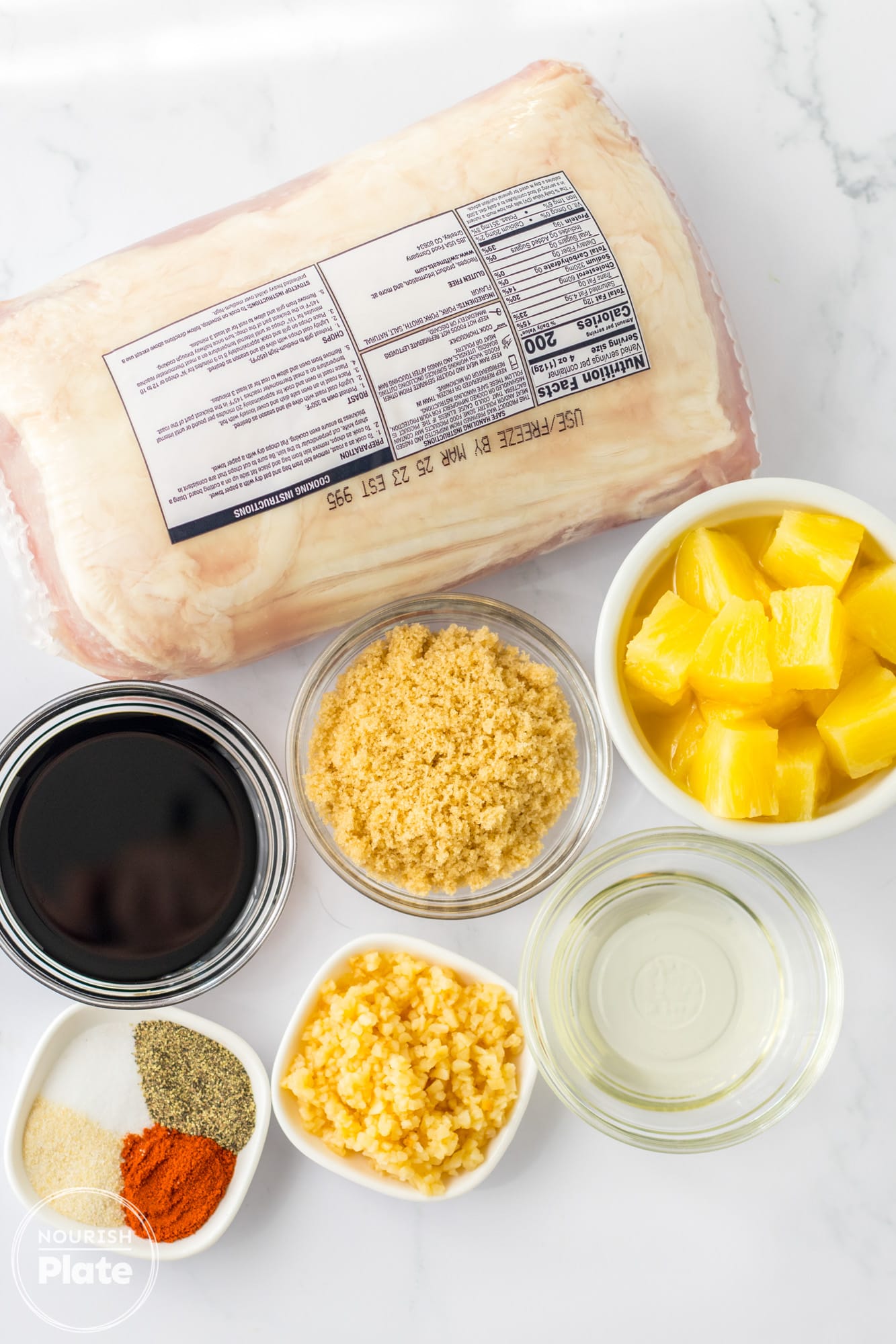 Ingredients needed to make slow cooker pineapple pork loin