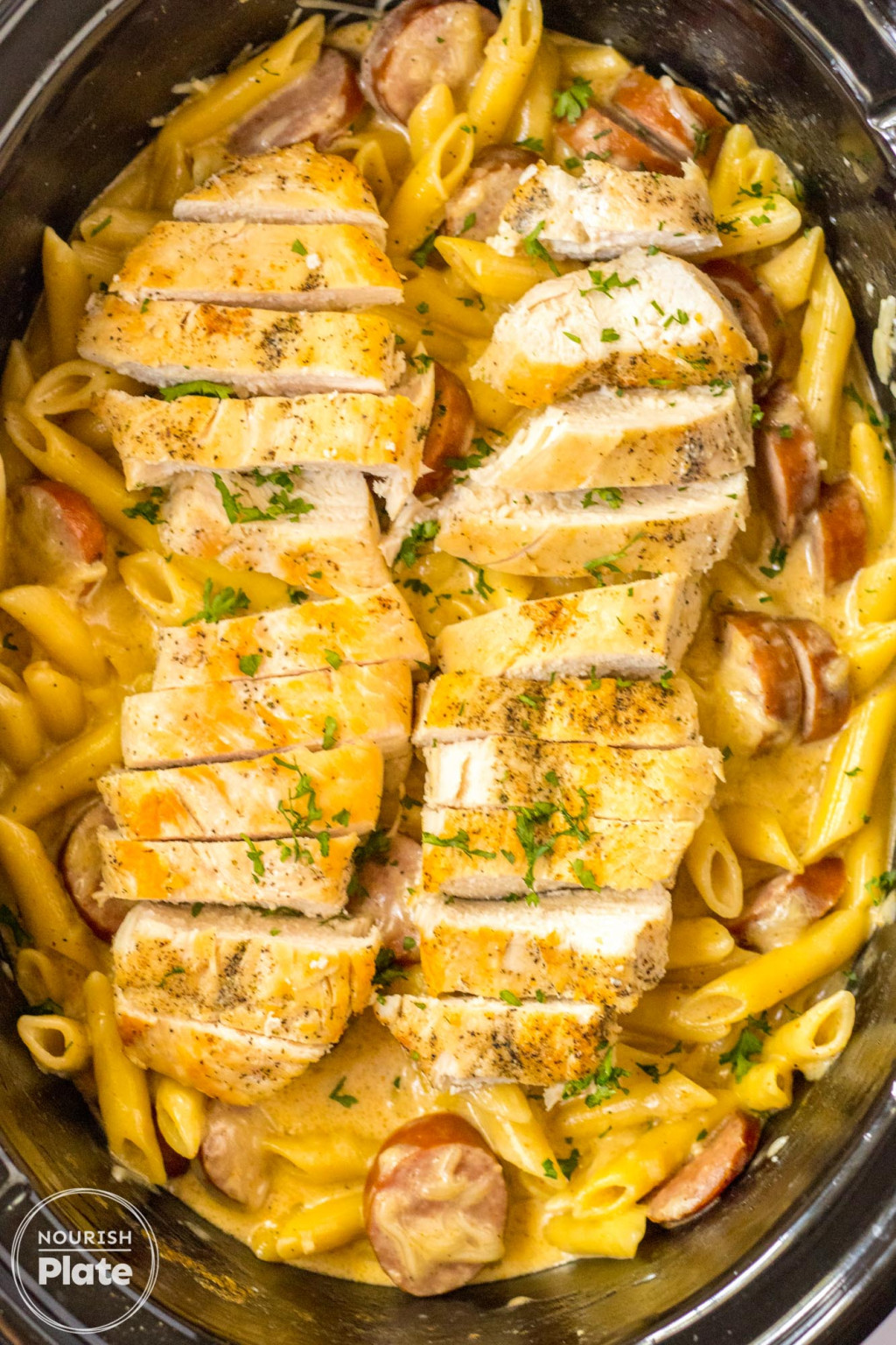Slow Cooker Cajun Chicken Alfredo (with Sausage) Nourish Plate