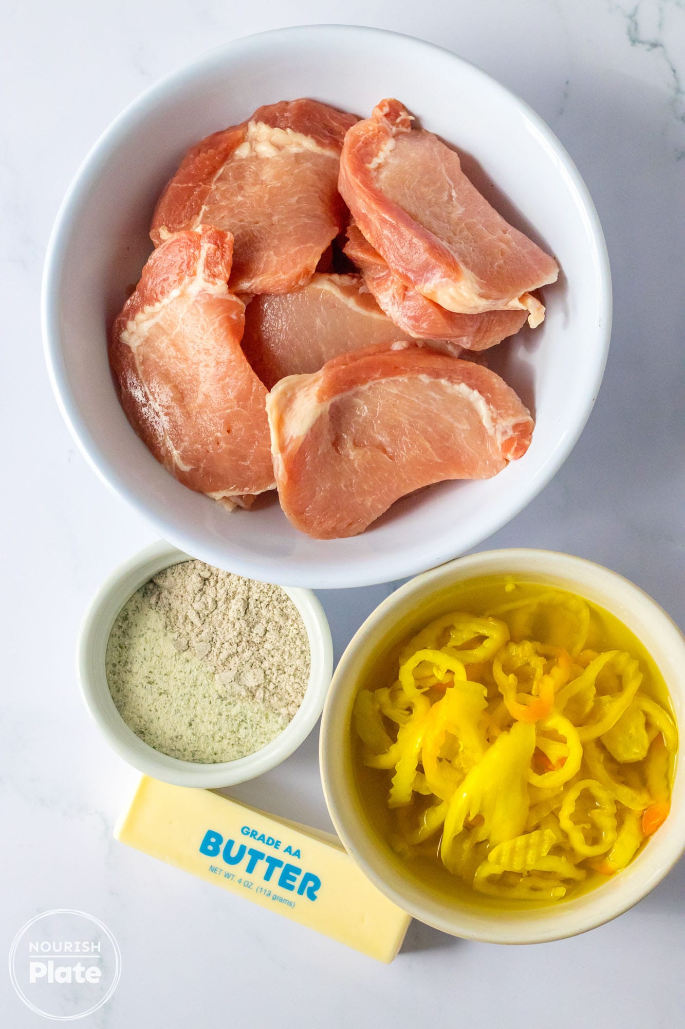 Ingredients needed to make slow cooker mississippi pork chops