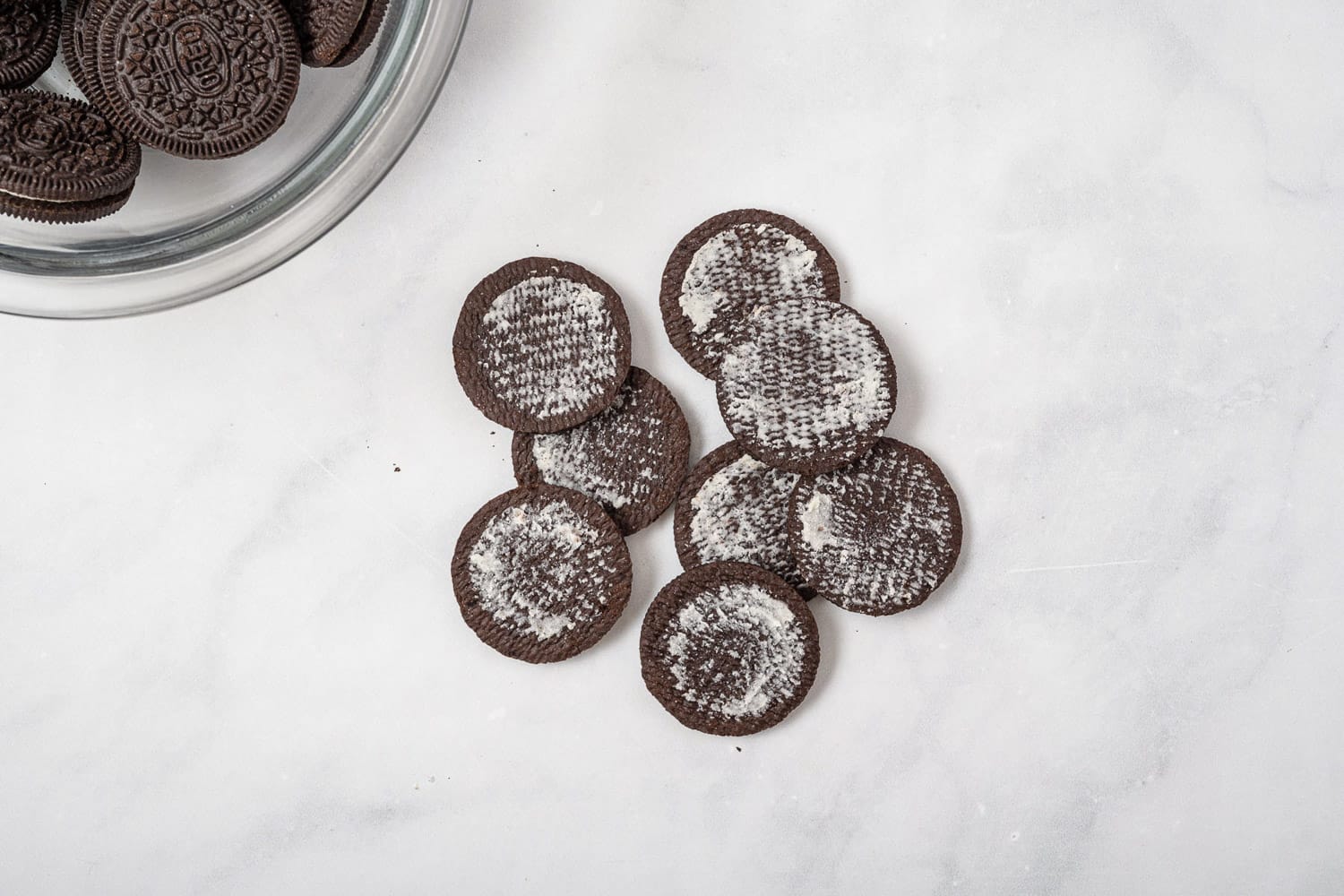 Oreo cookies with the filling removed