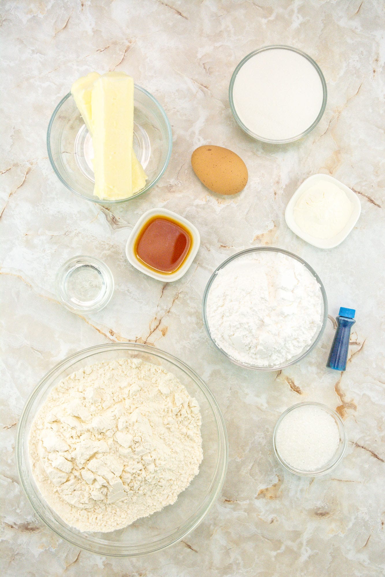 Ingredients needed to make sugar cookies