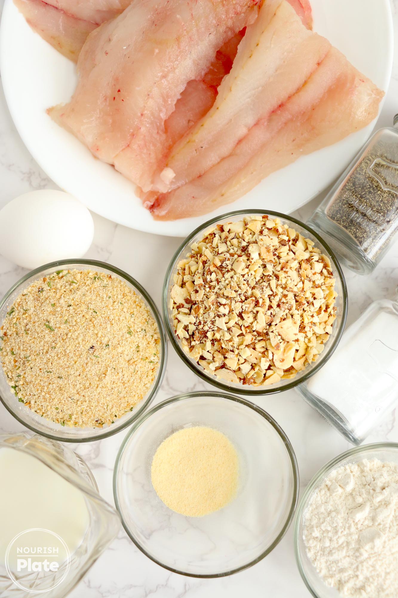 Ingredients needed to make almond crusted fish