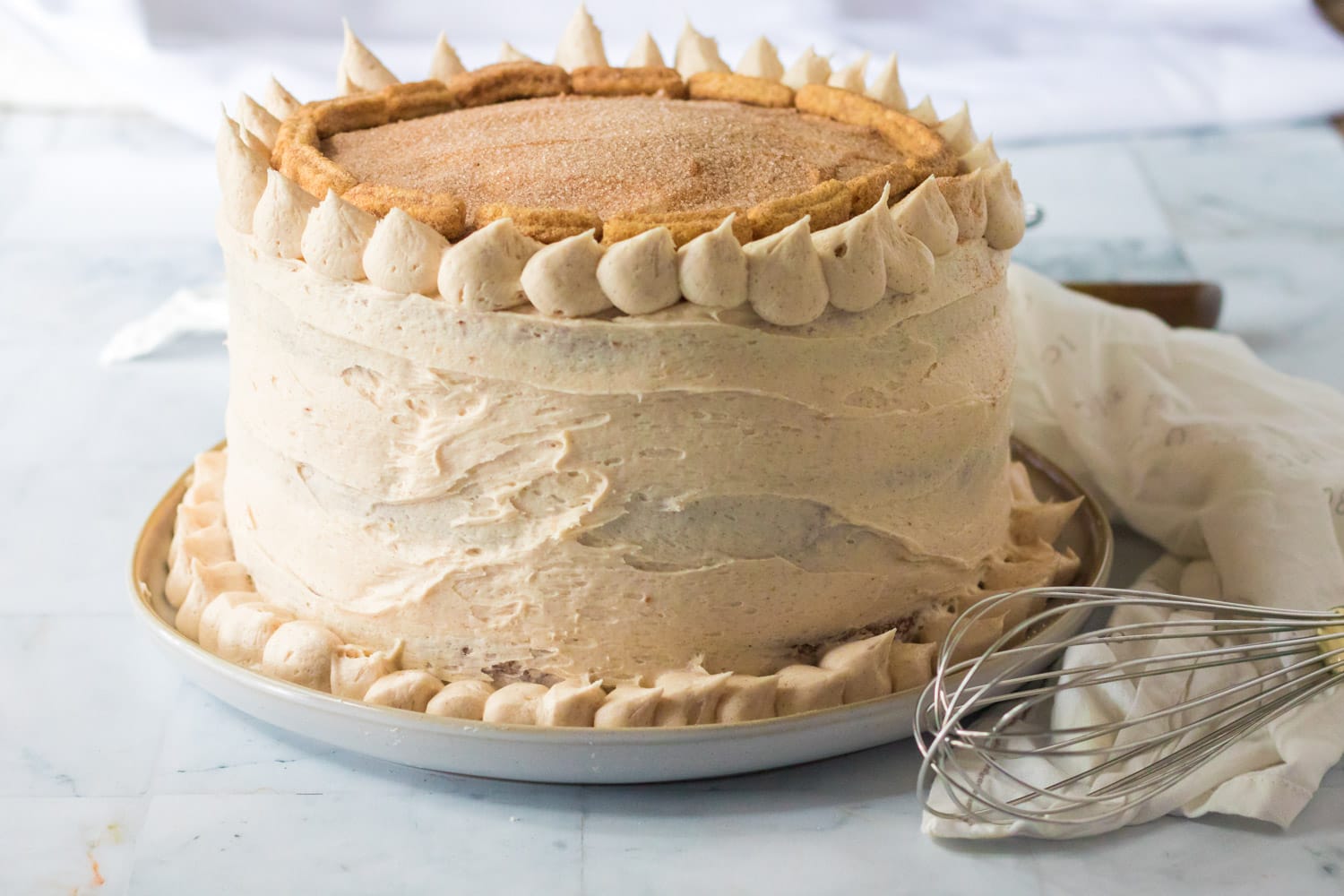 Snickerdoodle frosted layer cake