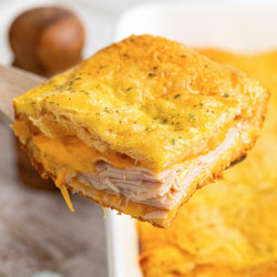 Baked turkey and cheese crescent sandwich