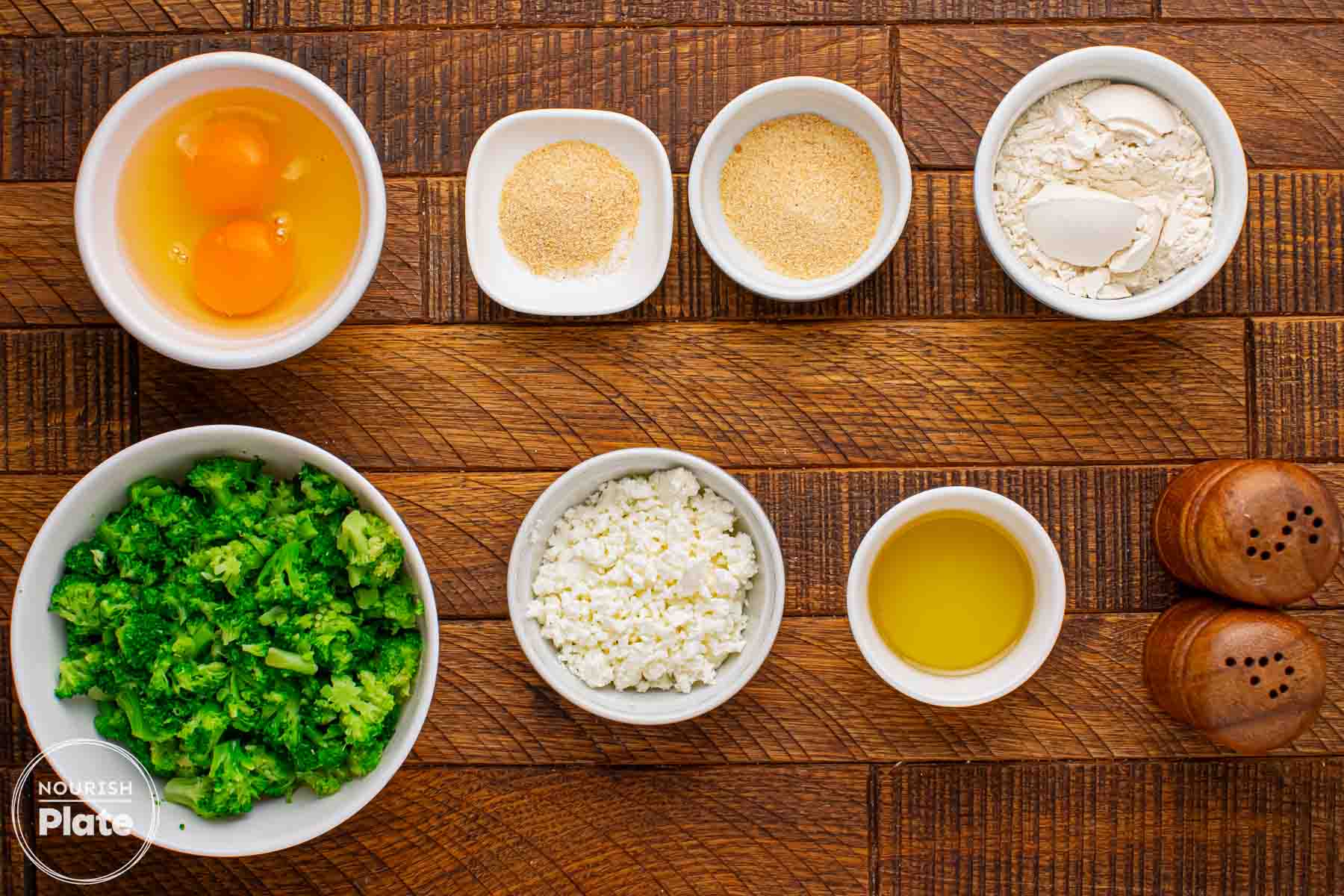 Ingredients needed for making broccoli fritters